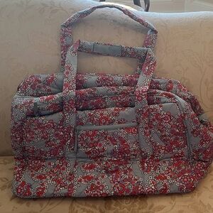 Vera Bradley Large Miramar Weekender - Paisley Bouquet Gray with Red and Pink